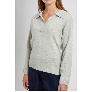 Scott & Scott London Cashmere Lapel Jumper Light Grey Size Small